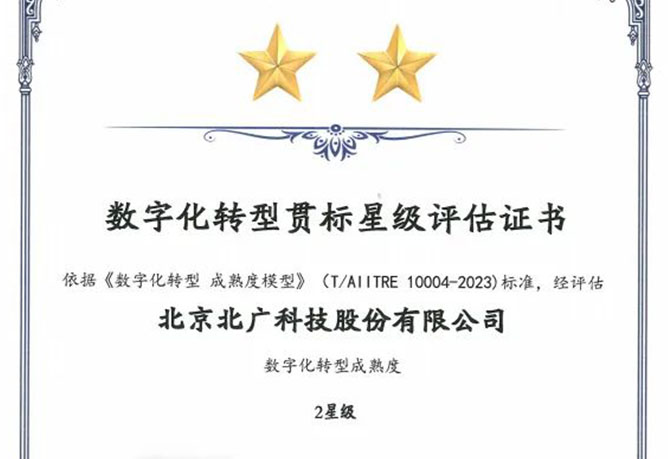 公司獲評首批數字化轉型貫標二星級評估企業